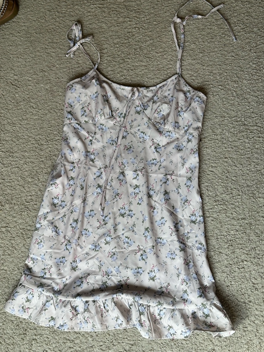 Floral Tie-Shoulder Cami Dress - Cream
